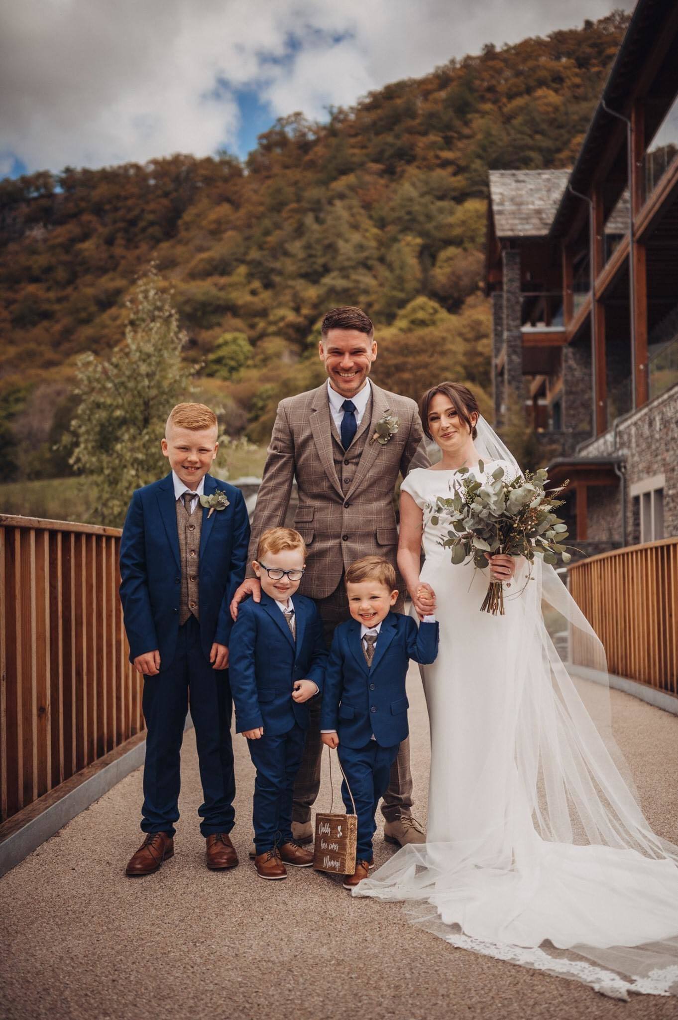 FAMILY: Newlyweds Andrew and Natalie Ireland with their two children Declan and Elliot alongside Andrew’s son Brooklyn