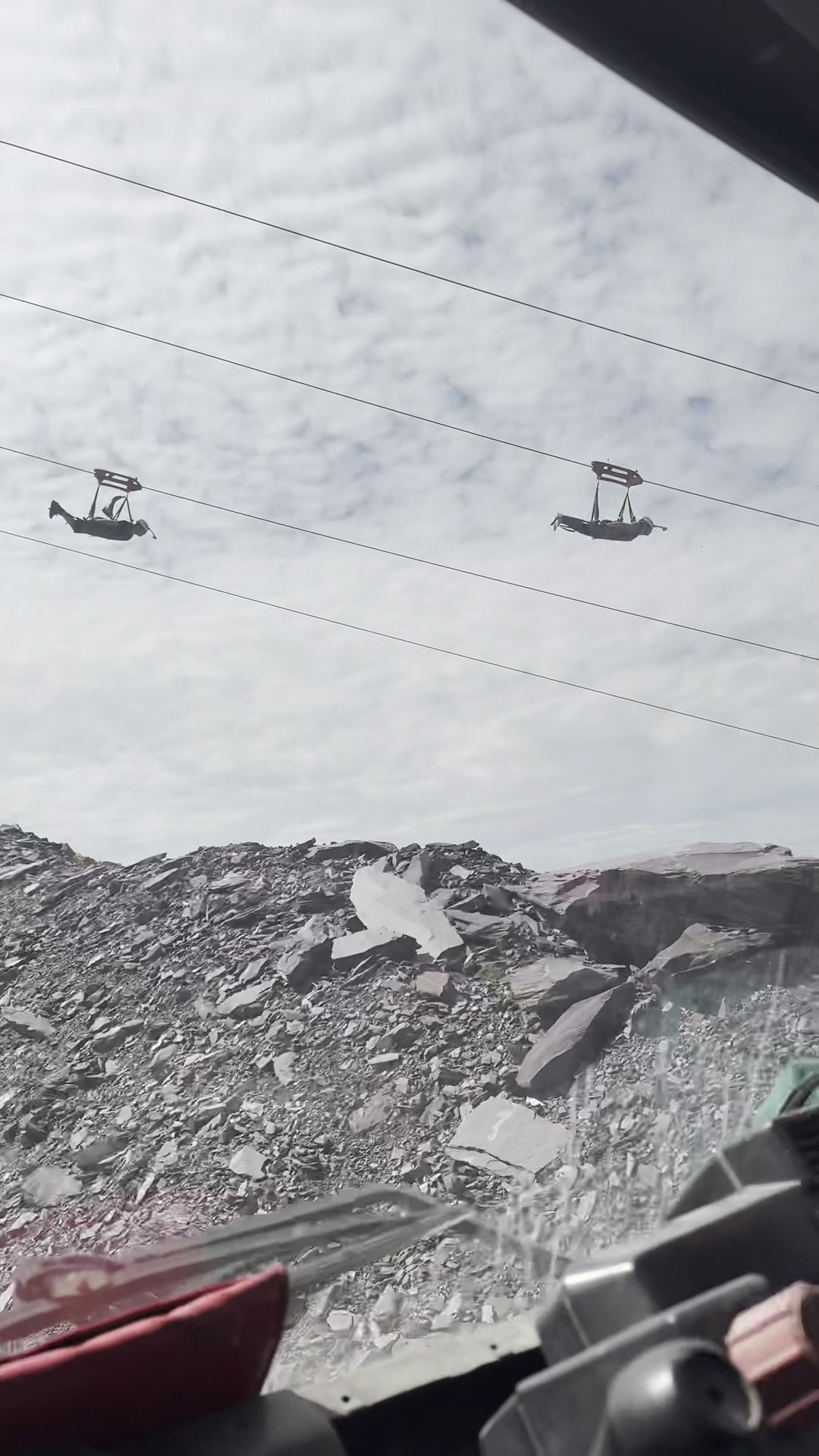 Video grab of 94-year-old David Aris at Zip World, Penrhyn Quarry, North Wales